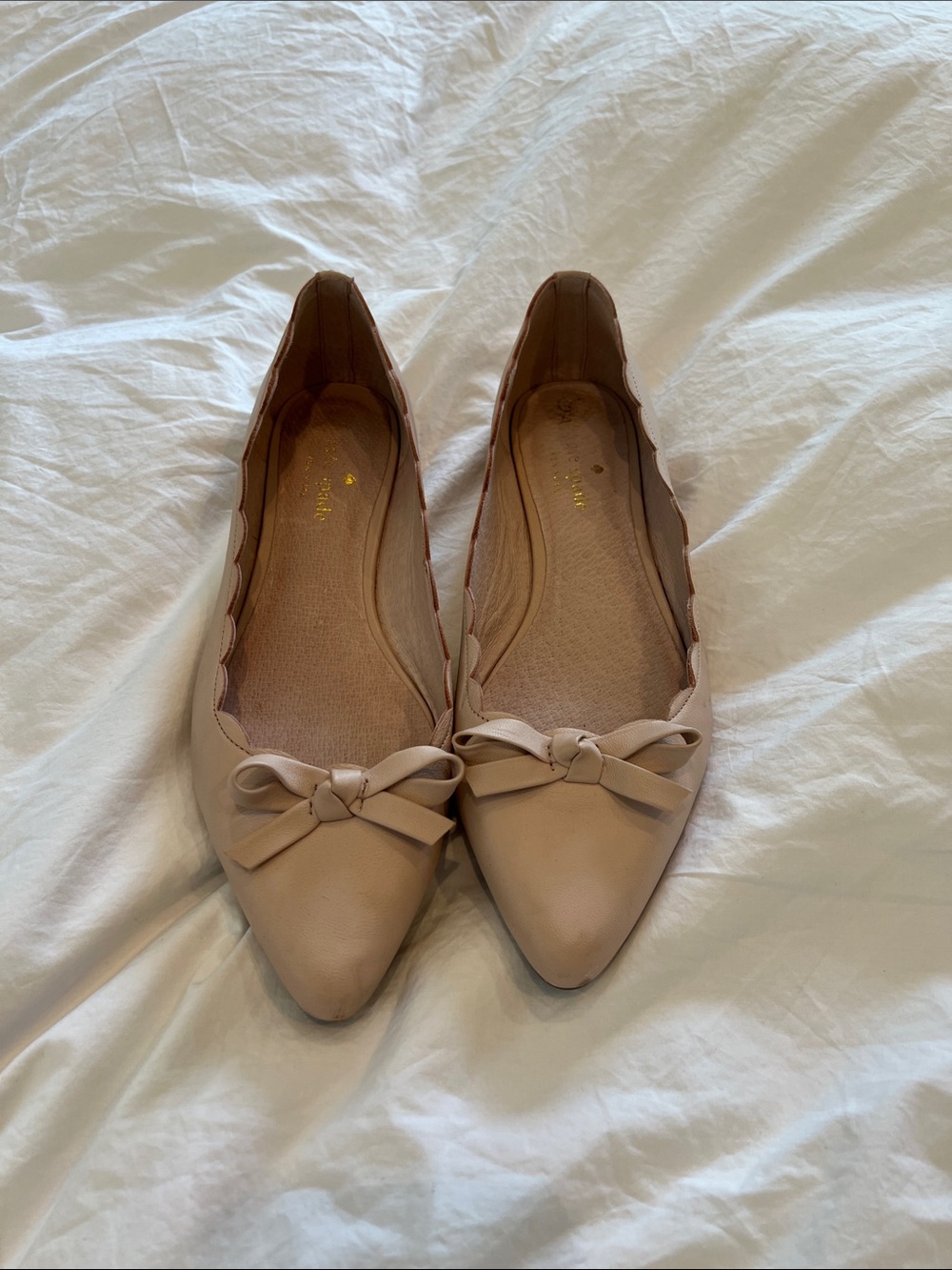 Kate Spade Light Pink Pointed Toe Bow Flats